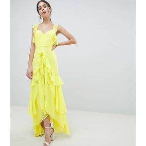 ASOS Design Ruffle Maxi Dress with Strappy Back